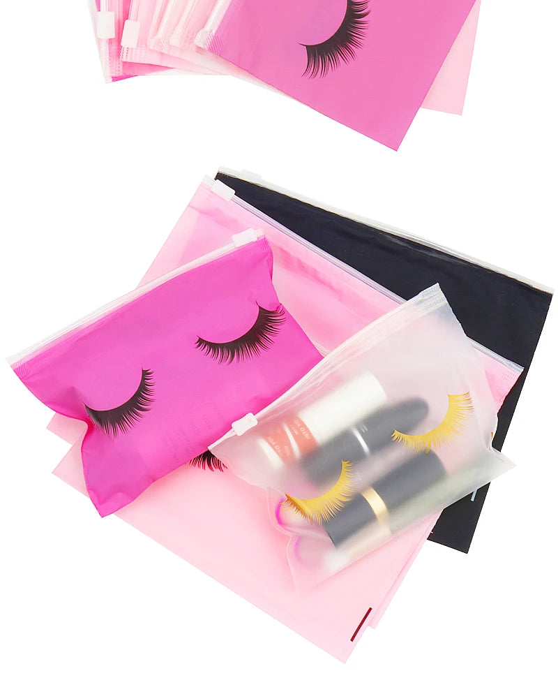 Pochettes Aftercare Extension Cils – Lot 10 Pcs avec Fermeture Éclair | Emballage Professionnel