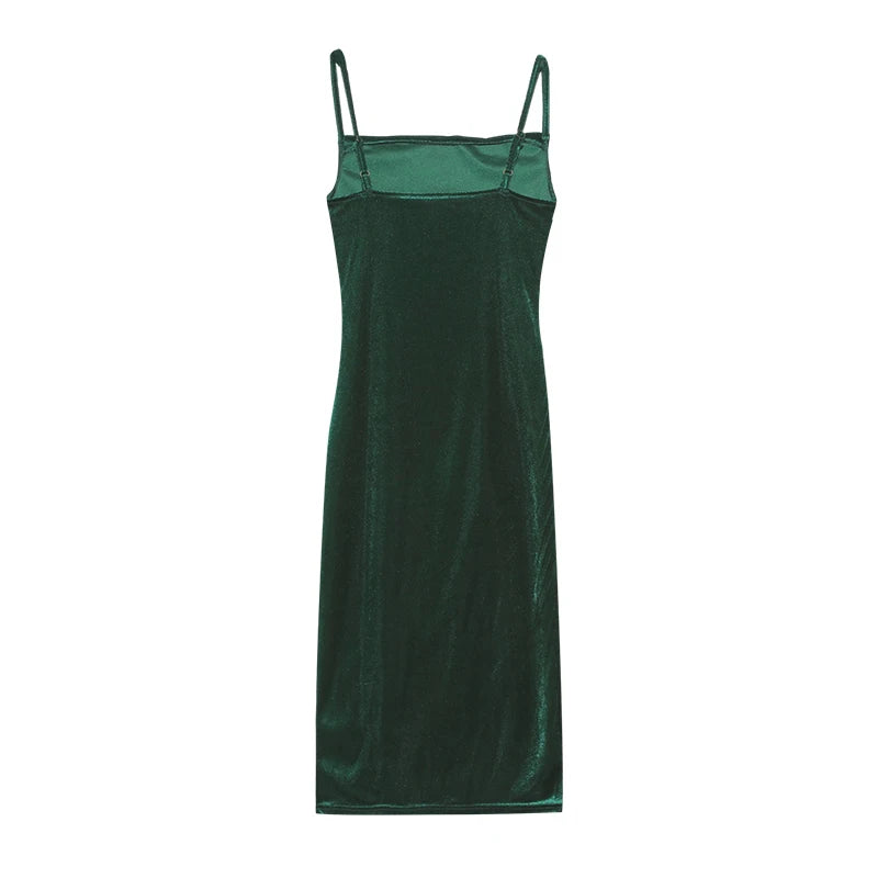 Robe Maxi Velours Sans Manches Fente Sexy - Style Y2K Élégant Soirée & Streetwear Femme