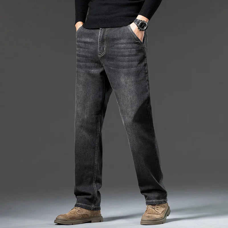 Jean Homme Loose Straight Leg Rétro Lavé Élastique Casual Toutes Saisons Polyvalent Confortable Intemporel Élégant – Jean Loose Premium Straight Leg Rétro | Mode Homme Denim Premium Polyvalent