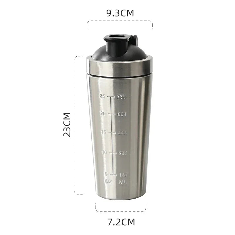 Shaker Protéiné Inox Sport Portable – Bouteille Nutrition Fitness & Musculation | Étanche & Sans BPA | Gym & Workout