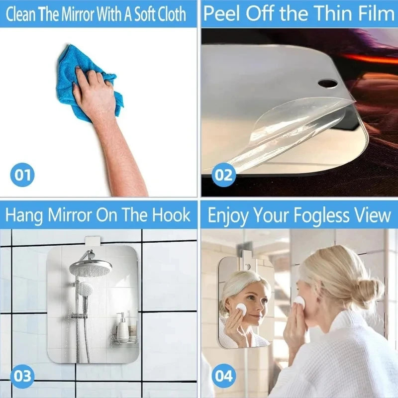 Miroir Anti-Buée Douche – Acrylique | Rasage & Maquillage Salle de Bain & Voyage