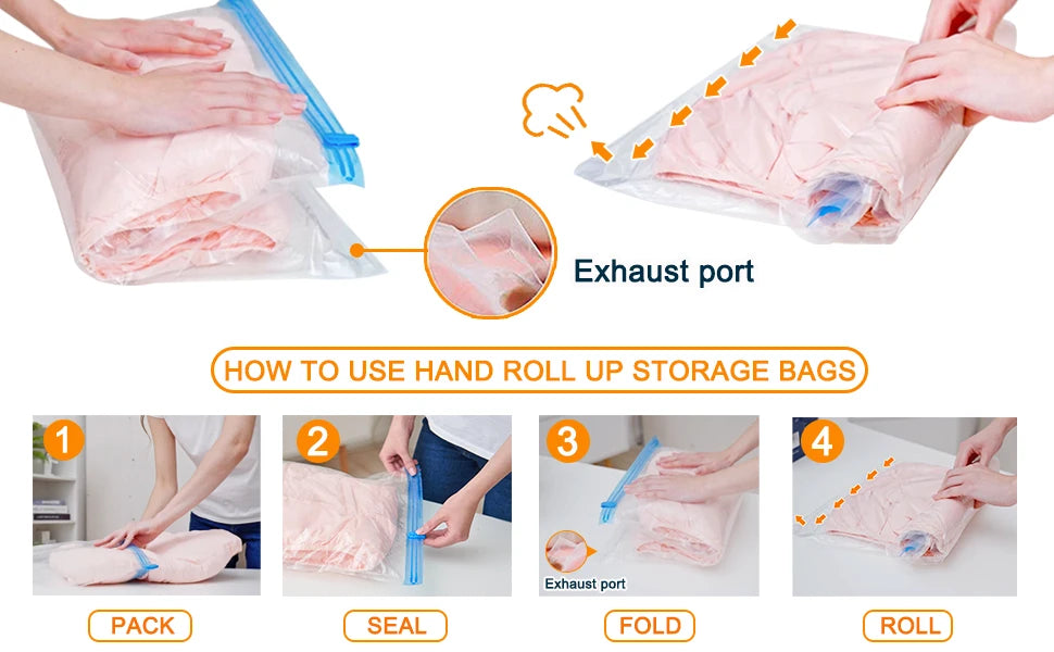 Sacs de Rangement Compressibles Roll-Up – Organisateur Valise Voyage Croisière Maison