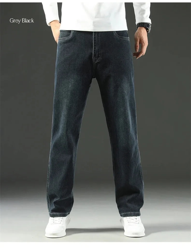 Herren Loose Straight Weites Bein Business Casual Bequem Vielseitig Frühling Herbst Elegant Zeitlos Fashion – Premium Wide Leg Business Casual Straight Jeans | Herren Denim Business Premium Mode