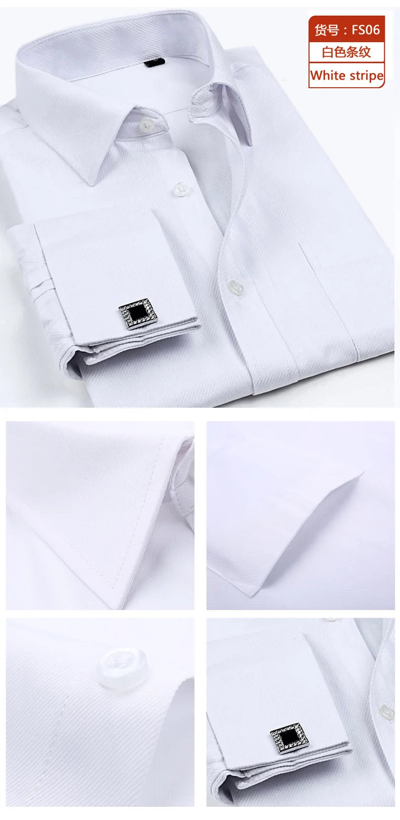 Chemise Homme Classique Poignets Français Manches Longues Coupe Standard – Formelle Business Mariage Bureau Blanche Élégante | Mode Homme Premium