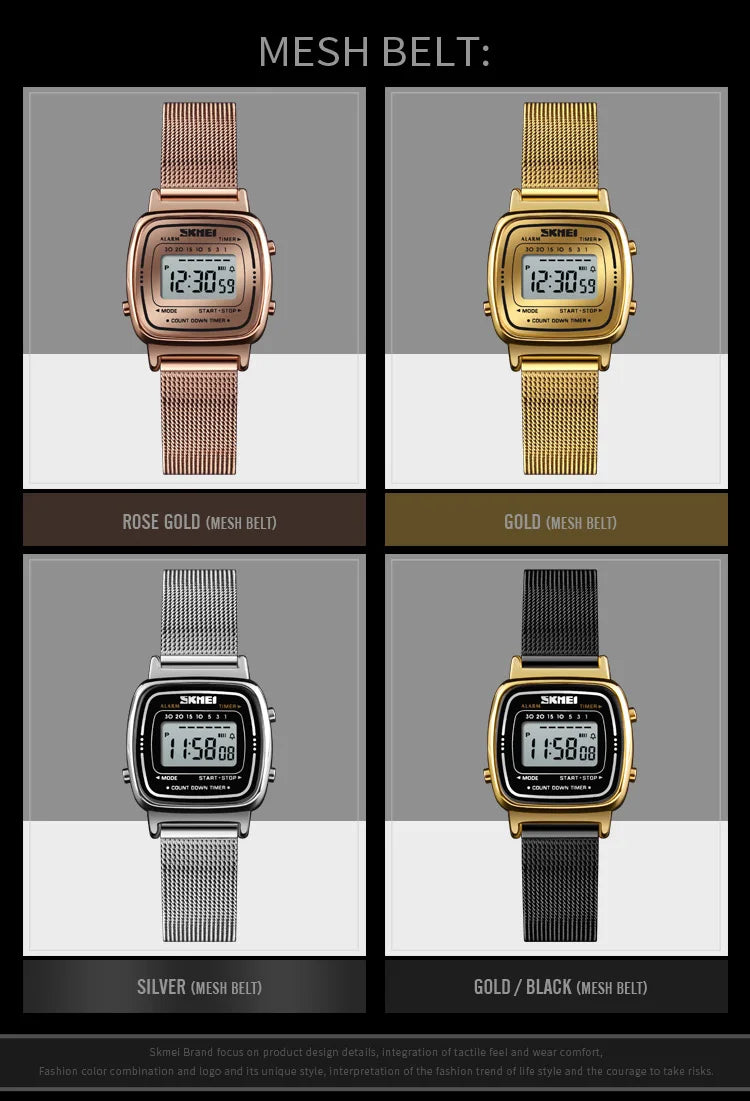 SKMEI Damen-Digitaluhr 1901 mit Chrono-Kalender kleinem Zifferblatt wasserdicht – Luxus Mode Trend