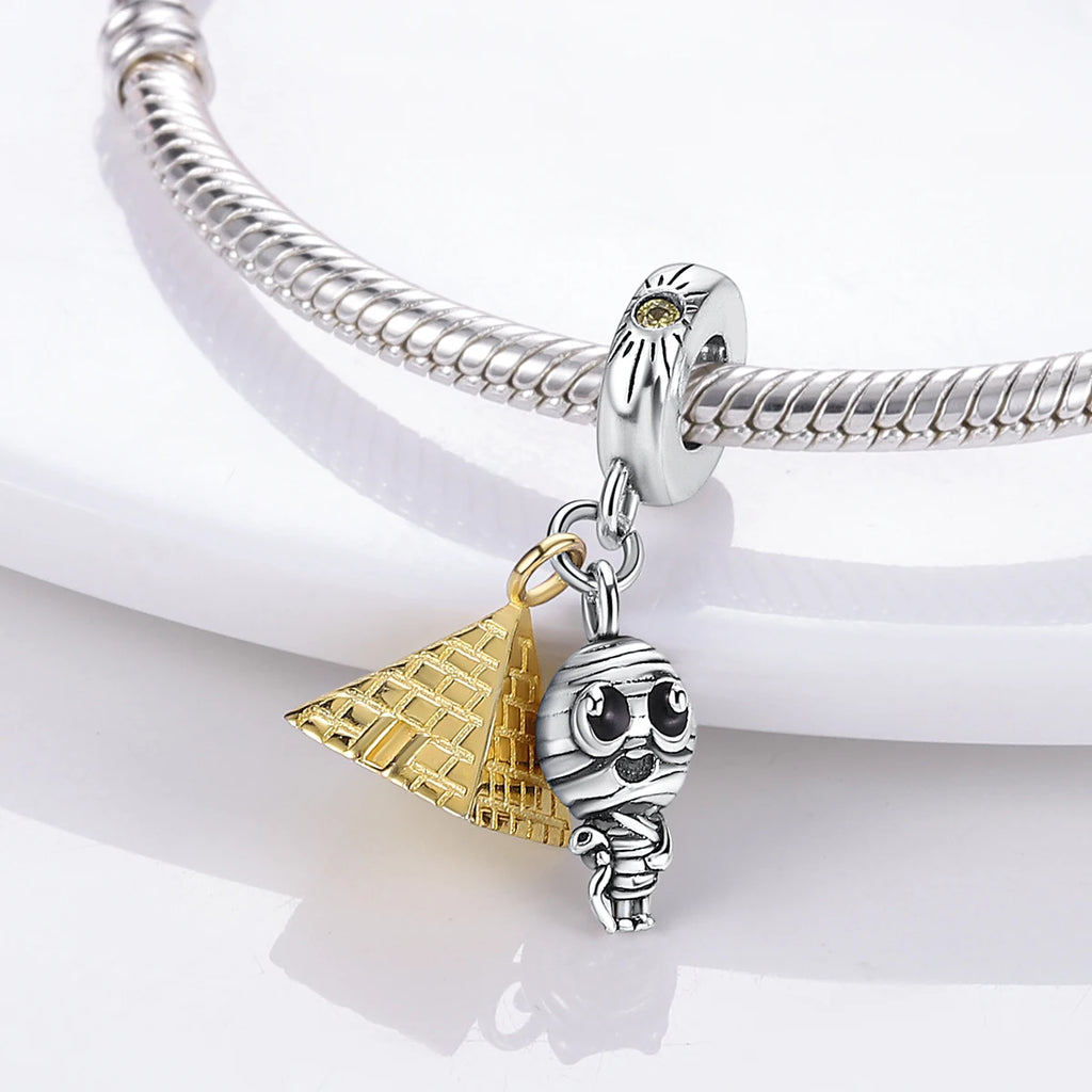 Charm Argent 925 Pendentif Croix, Ange, Pyramide & Pharaon – Breloque Spirituelle & Symbolique DIY | Compatible Bracelet Original | Bijou Personnalisé