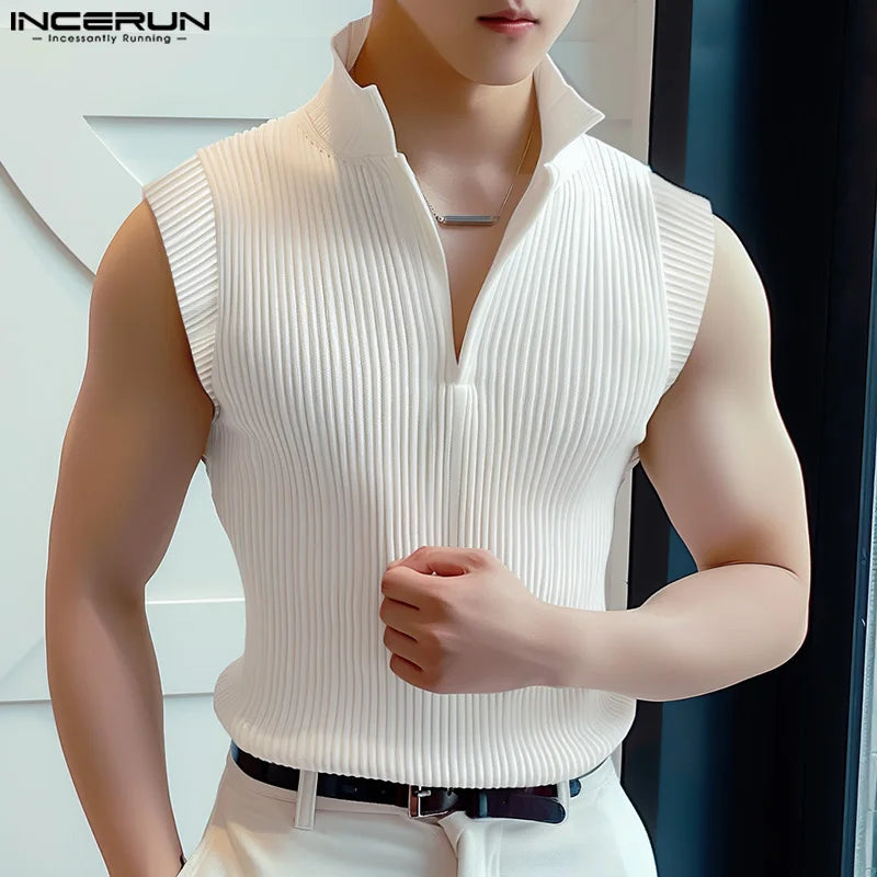 Débardeur Homme Col V INCERUN – Couleur Unie Sans Manches | Streetwear Été & Fitness | Tailles S à 5XL