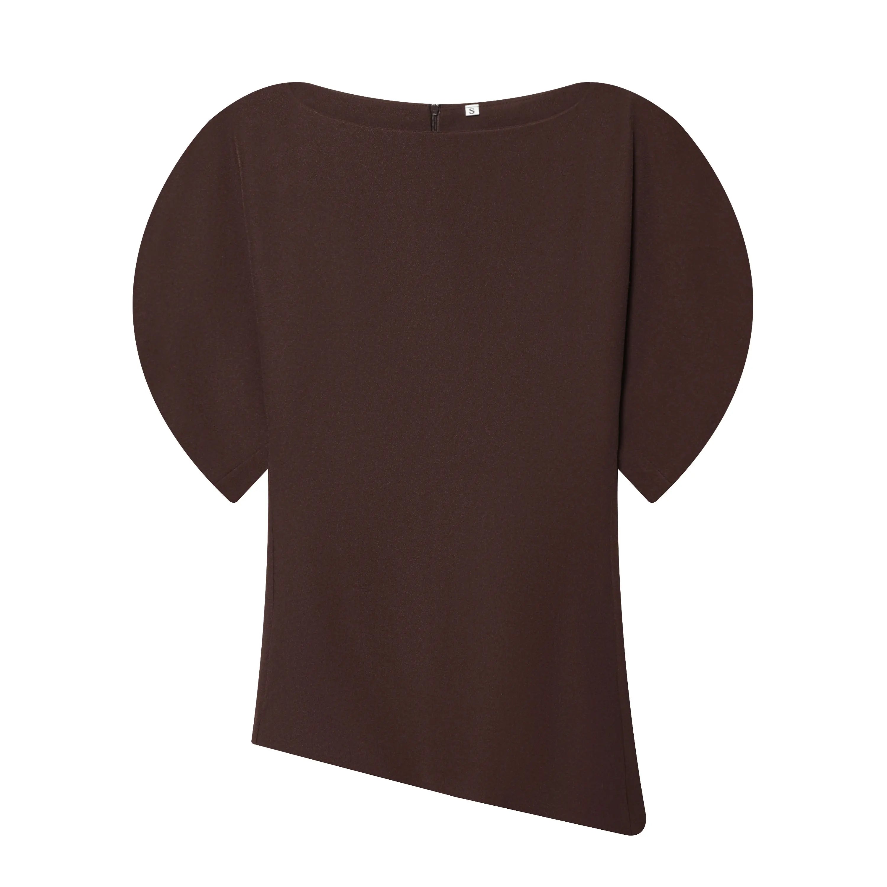 Blouse Noire Vintage Femme – Manches Bouffantes Courtes & Ourlet Asymétrique | Chic Tendance Printemps 2026