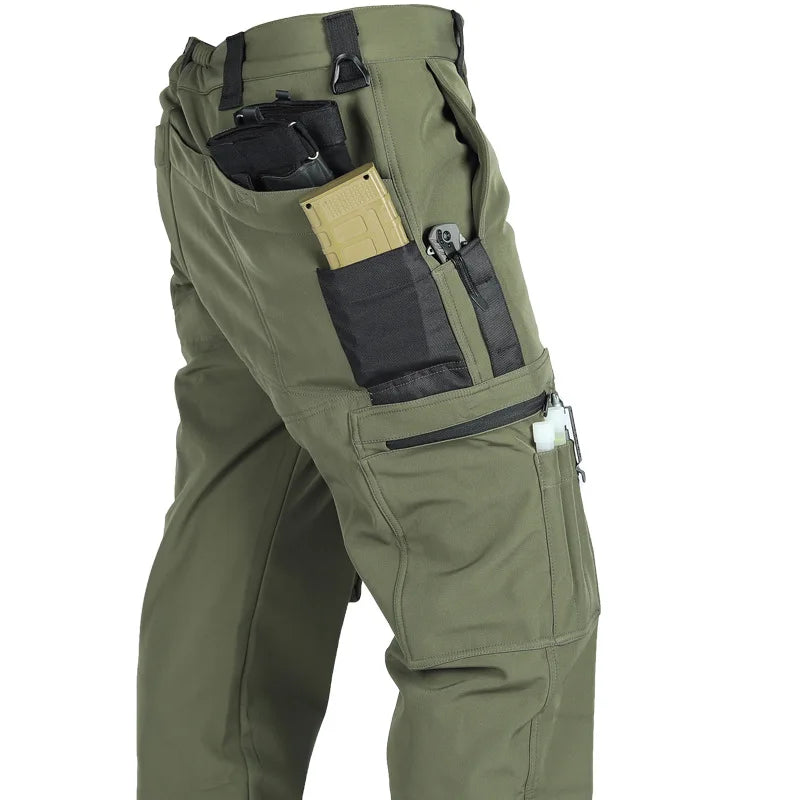 Herren Taktische Fleece Softshell Cargohose Multipocket Outdoor Wandern Sport Militär Warm Herbst Winter Arbeit – Premium Tactical Hose Allrounder | Outdoor Mode Premium Herren