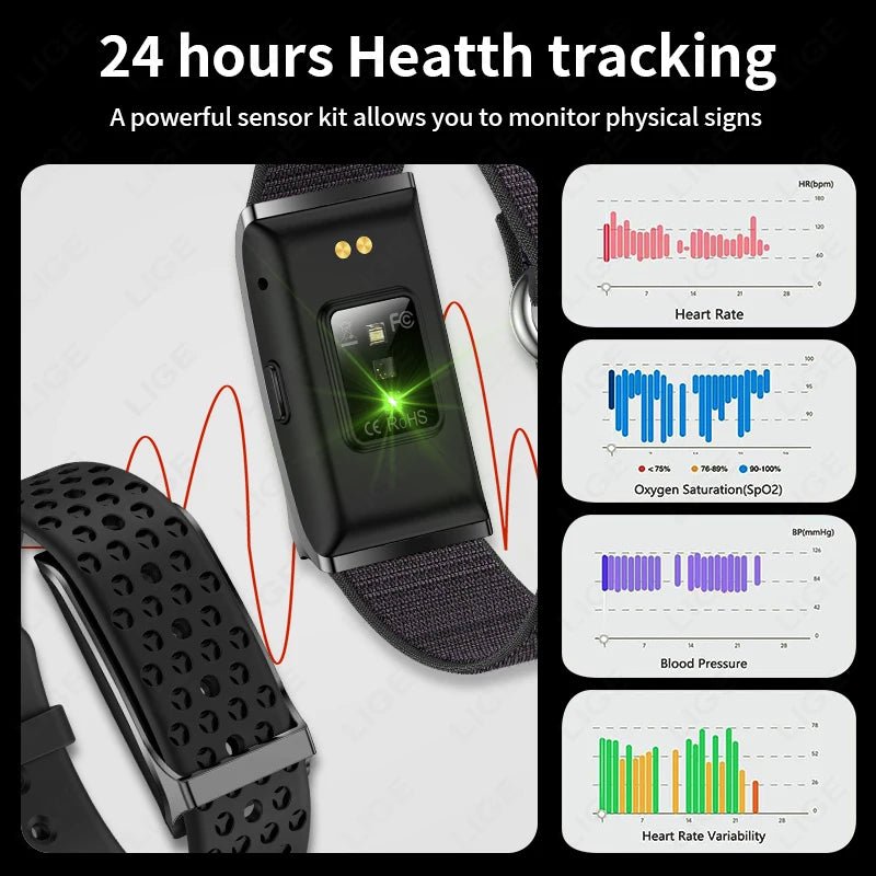 Bracelet Connecté Sport & Santé – Suivi Continu 24h/24 | Sommeil, Stress & Multi-Sport | Monitoring Santé Automatique