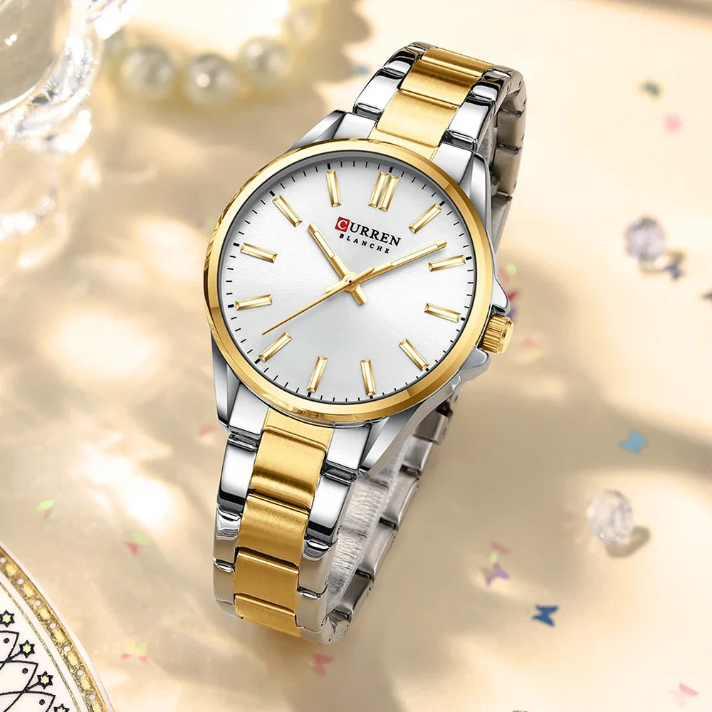 Montre Femme CURREN Fashion Casual Quartz – Acier Inoxydable Cadran Rond Simple Élégante