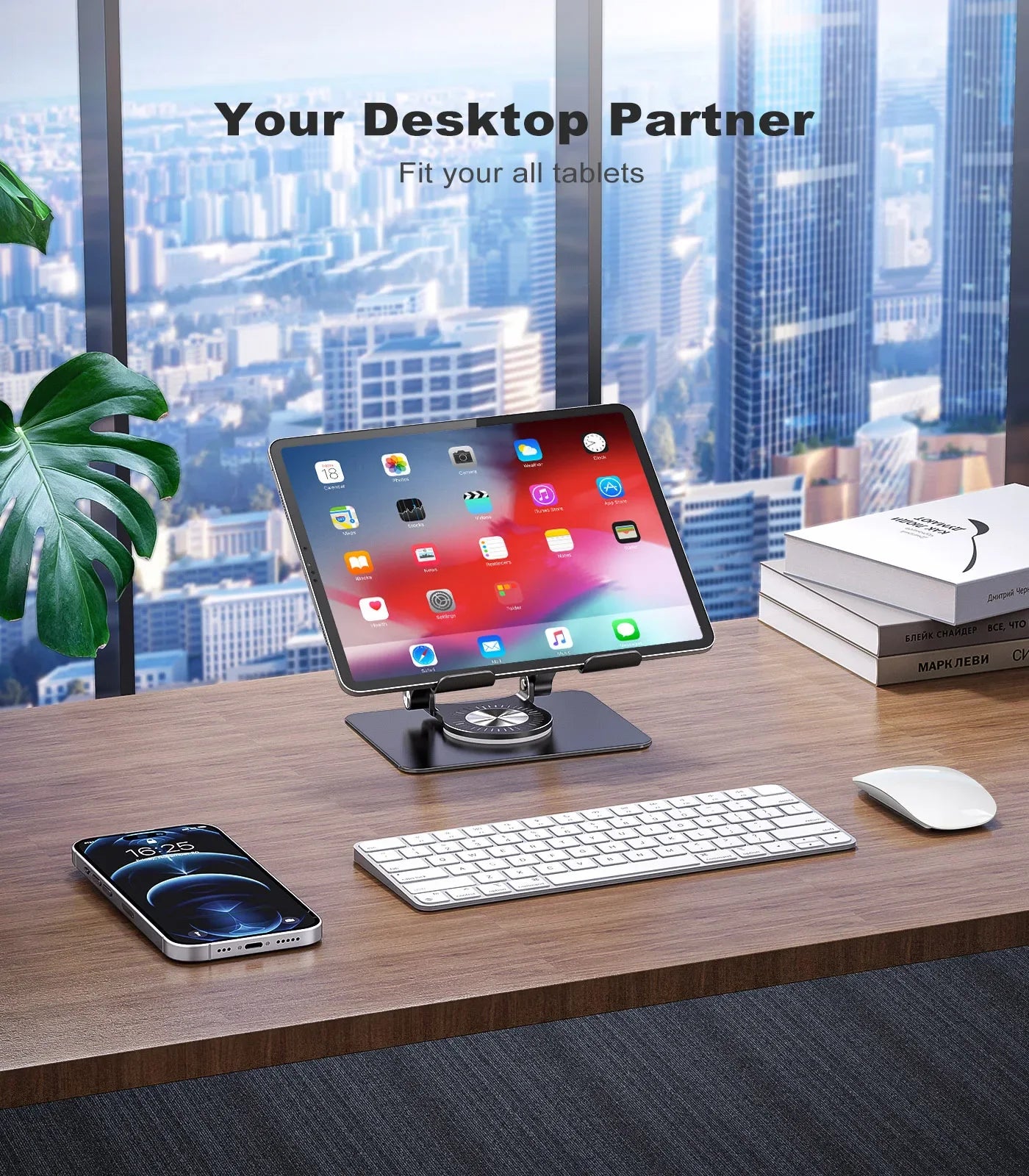 KOOTION Support Tablette 360° Pliable & Réglable – Compatible iPad Pro/Air/Mini & Laptop 5.8''-12''