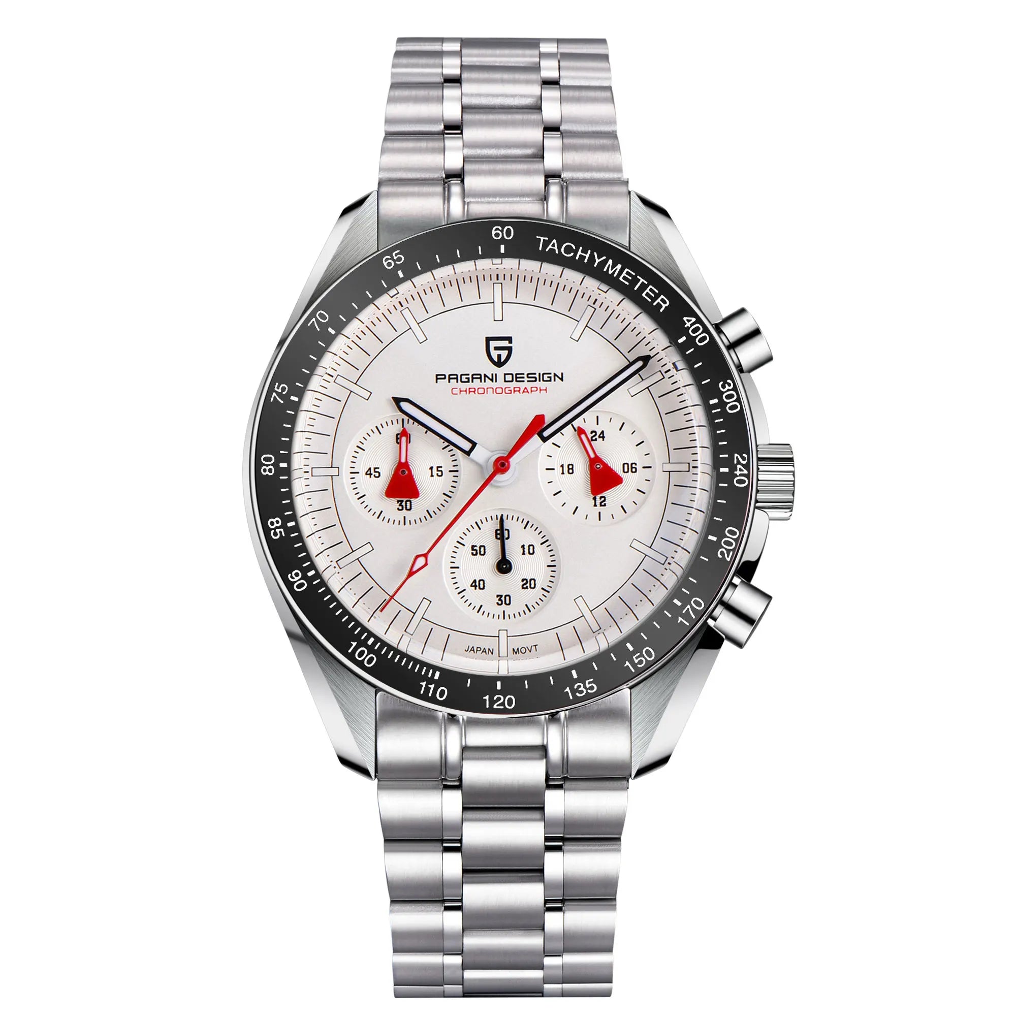 Montre Homme PAGANI DESIGN 2025 Lune Or Argent Quartz – Chronographe Saphir AR Date Auto