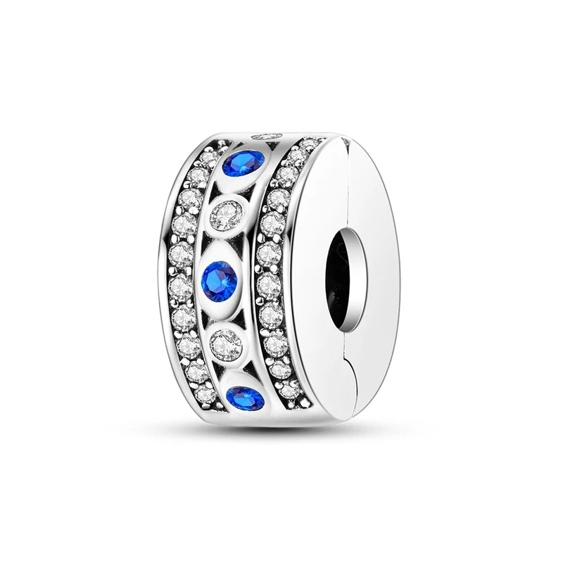 Charm Argent 925 Bleu Rotatif – Œil Démon, Main, Lune & Ciel Étoilé | Perle Pendentif Bracelet Femme | Bijou Spirituel & Mystique