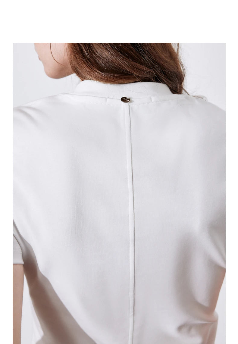 T-Shirt Lyocell Slim Fit Col Rond Manches Courtes Blanc - Basique Premium Polyvalent Printemps | TOYOUTH