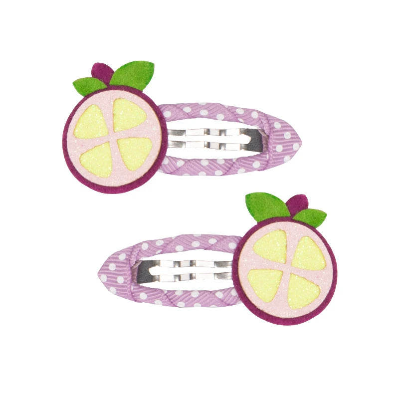 Lot 2 Barrettes Fille Bébé Motifs Adorables – Pinces Cheveux Enfant Animal Fruit Fleur Lapin Kitty