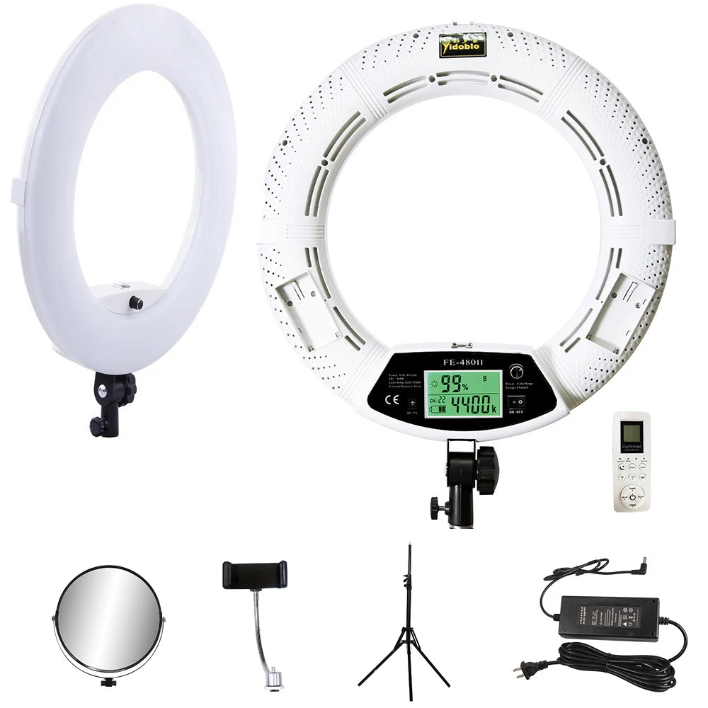 Anneau Lumineux LED 18 Pouces 96W Yidoblo FE480 avec Trépied – Bi-Couleur Studio Photo & Vidéo | Lampe Salon Beauté Maquillage Vlog