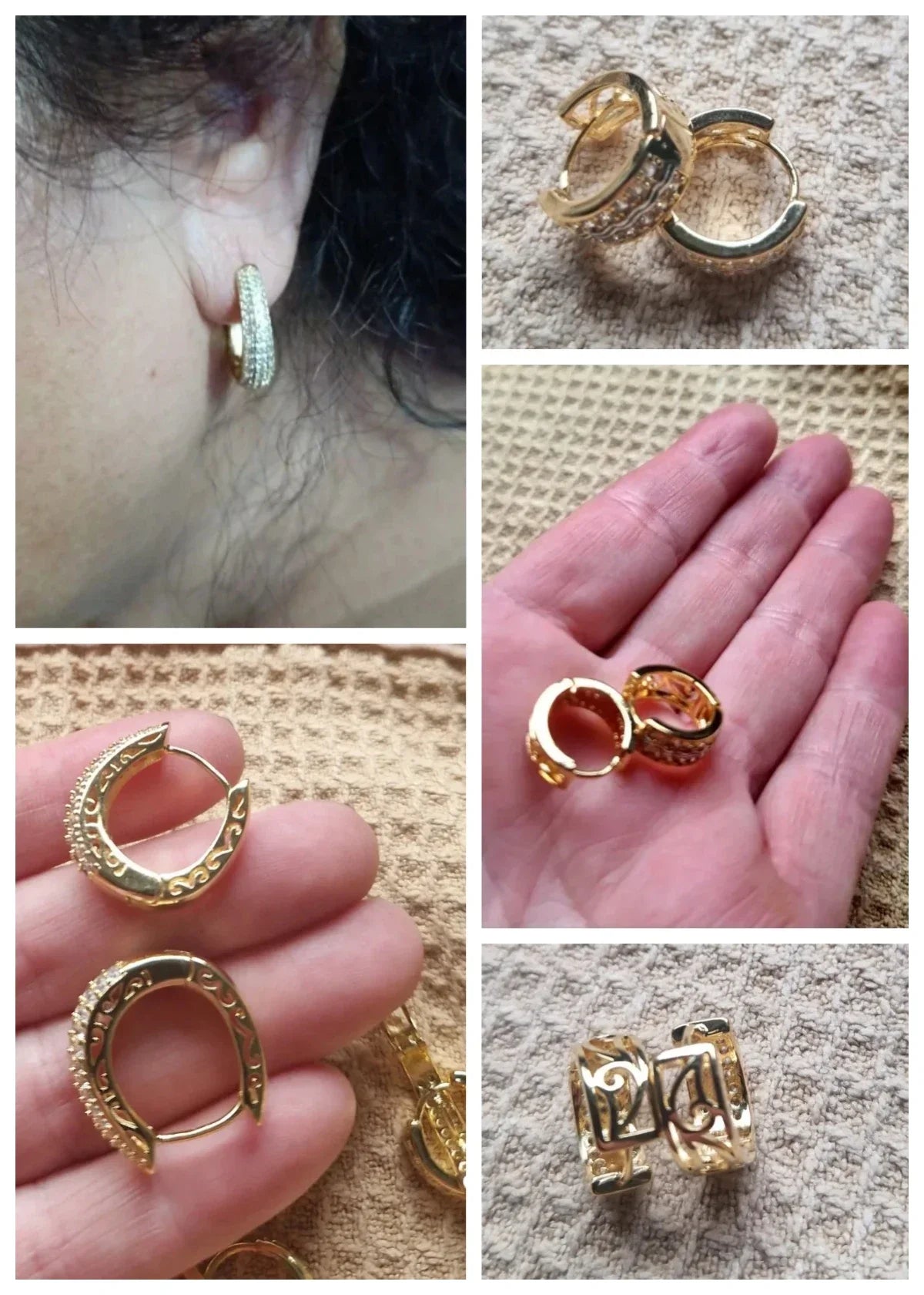 Créoles Luxe Pavées Zircon Couleur Or — Boucles d'Oreilles Femme Élégantes
