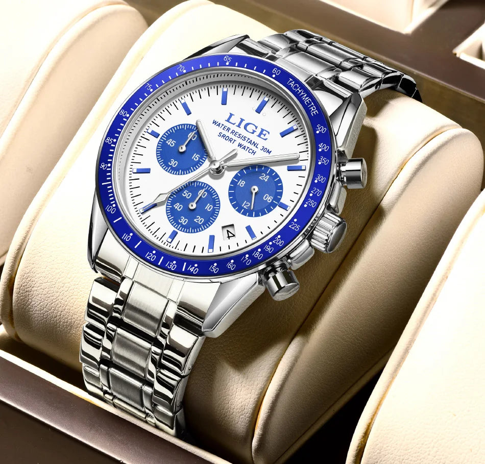 Herrenuhr LIGE Luxus Fashion Quarz – Edelstahl Leuchtend Wasserdicht Trendig