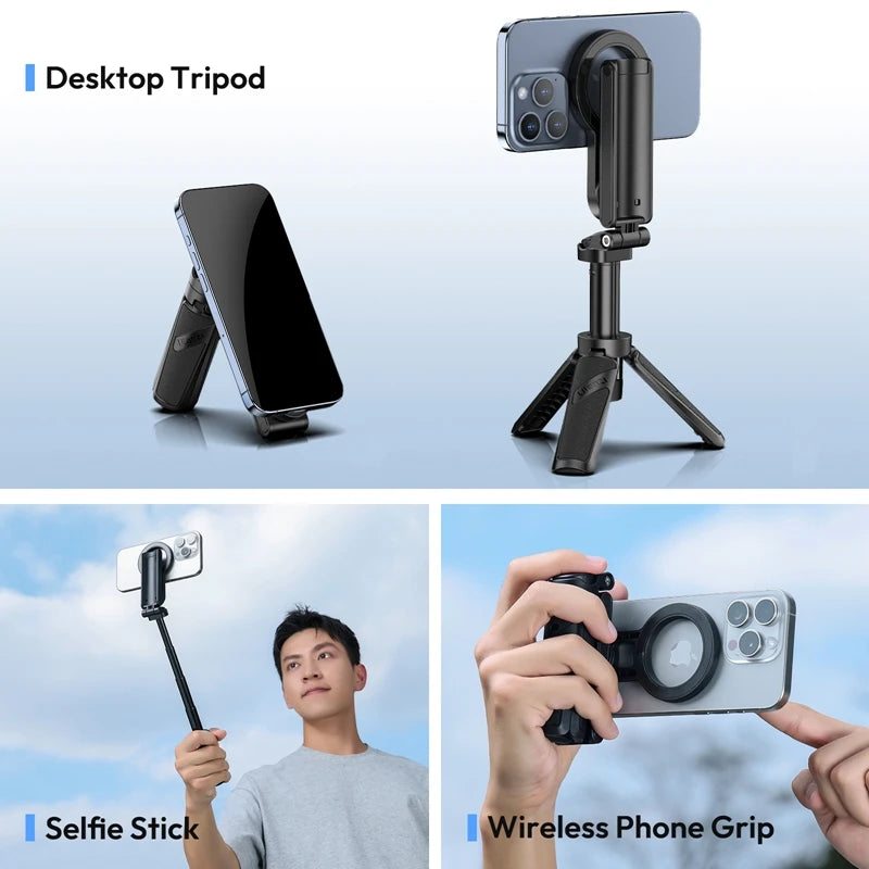 Ulanzi JJ03 Trépied Magnétique Selfie Stick – Grip Téléphone Bureau iPhone 16 15 14 13 Pro