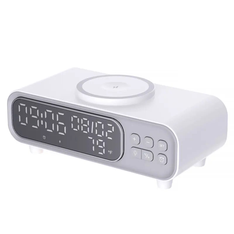 Chargeur Sans Fil 15W Horloge Alarme LED – Thermomètre Veilleuse Dock iPhone Écouteurs