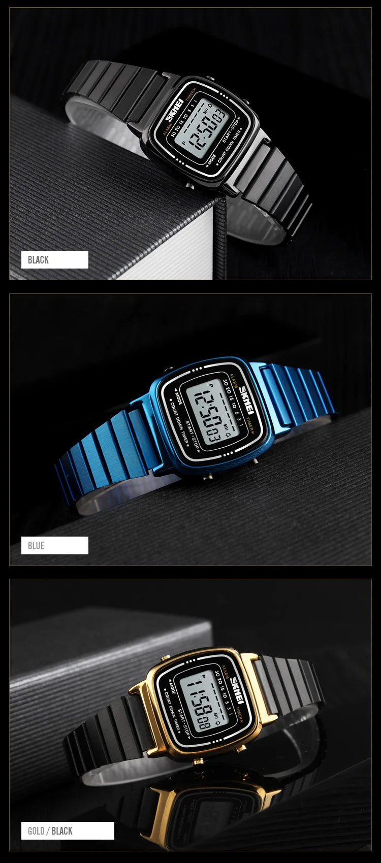 SKMEI Damen-Digitaluhr 1901 mit Chrono-Kalender kleinem Zifferblatt wasserdicht – Luxus Mode Trend