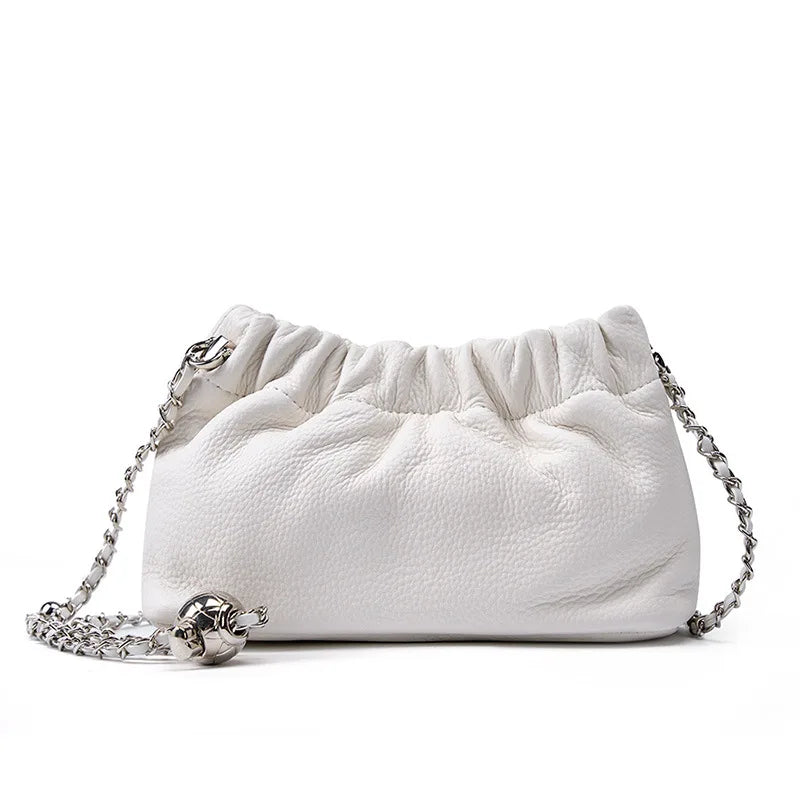 Sac Nuage Cuir Véritable Femme – Mini Sac Épaule Crossbody Chaîne Style Coréen Luxe
