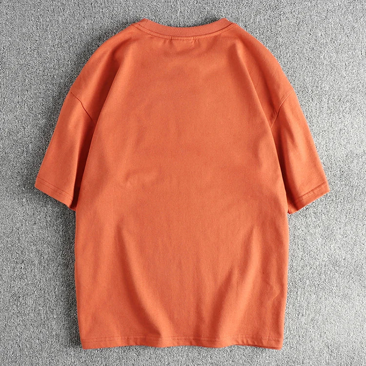 T-Shirt Homme Été Style Américain Rétro Manches Courtes Col Rond Lettres Imprimées 100% Coton Washed Vintage Loose Casual – Tee Streetwear Tendance | Mode Homme Premium