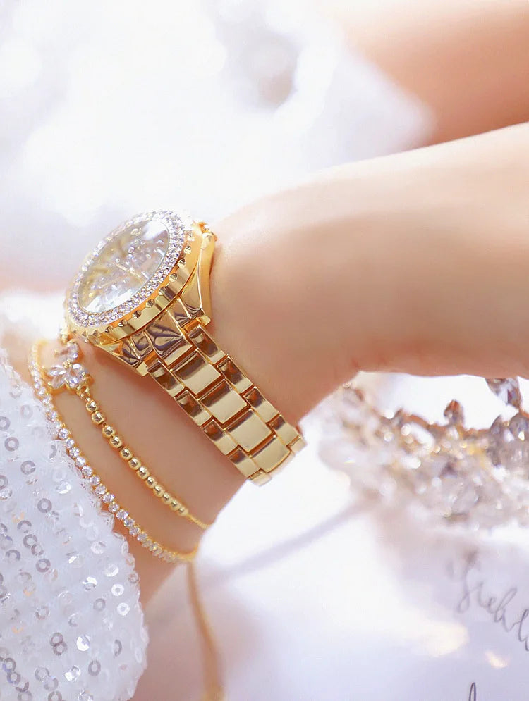 Montre Femme Or Bracelet Dress Luxe 2025 – Acier Complet Élégante Fashion Top Brand