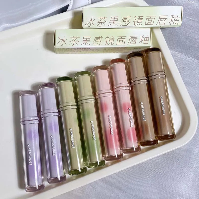 Gloss Miroir Iced Tea – Lip Glaze Jelly Transparent Waterproof | Rouge à Lèvres Liquide Effet Glacé