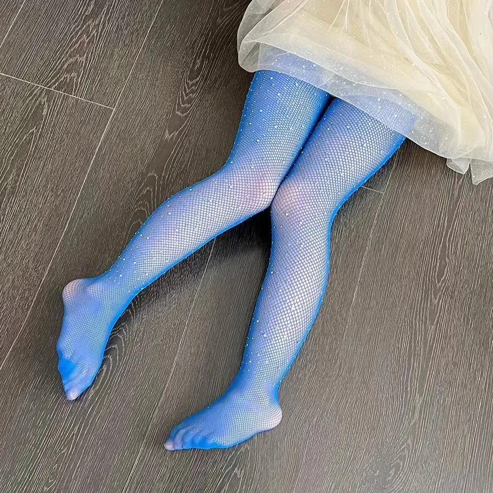 Strass-Netzstrumpfhose für Mädchen – Elastische Netzstrümpfe für Kinder, Damenmode, Trend
