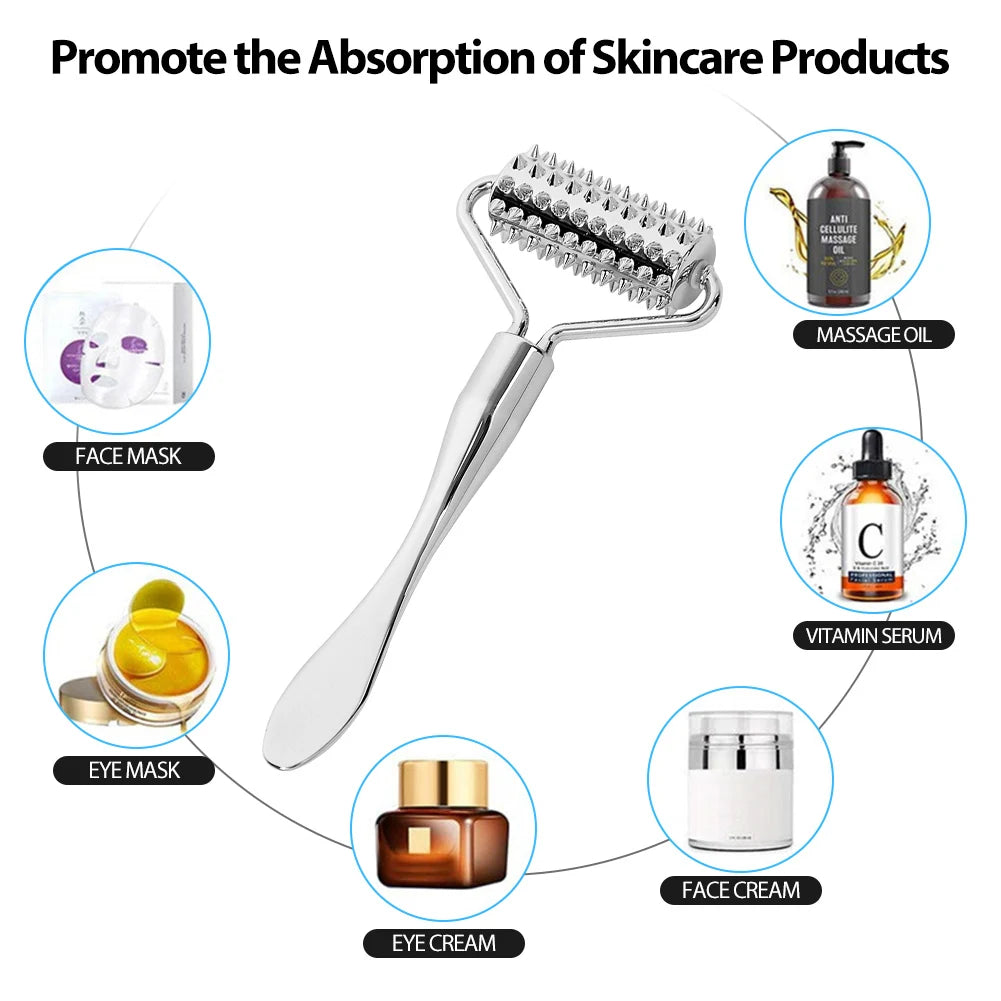 Stick Masseur Visage & Yeux 2-en-1 – Applicateur Crème Anti-Rides & Cernes | Lifting Facial | Spatule & Mini Cuillère Skincare