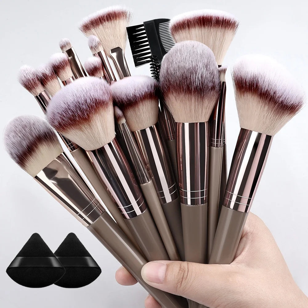 Set Pinceaux Maquillage Professionnel 1 à 20 Pcs – Blush, Highlighter, Fond de Teint & Fard | Ultra-Doux Femme