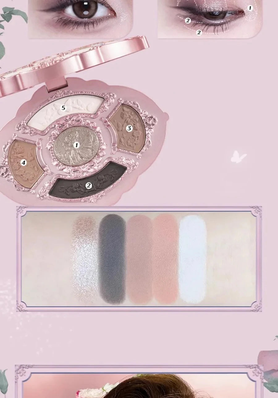 Palette Fards à Paupières Flower Knows Swan Ballet – 6 Teintes Mat, Shimmer & Nacré | Glitter