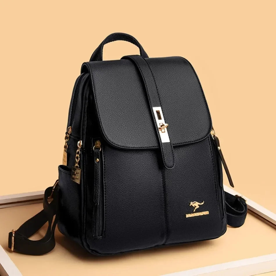 Damen Rucksack Leder Vintage Großes Fassungsvermögen – Schulrucksack Reise Daypack Schick