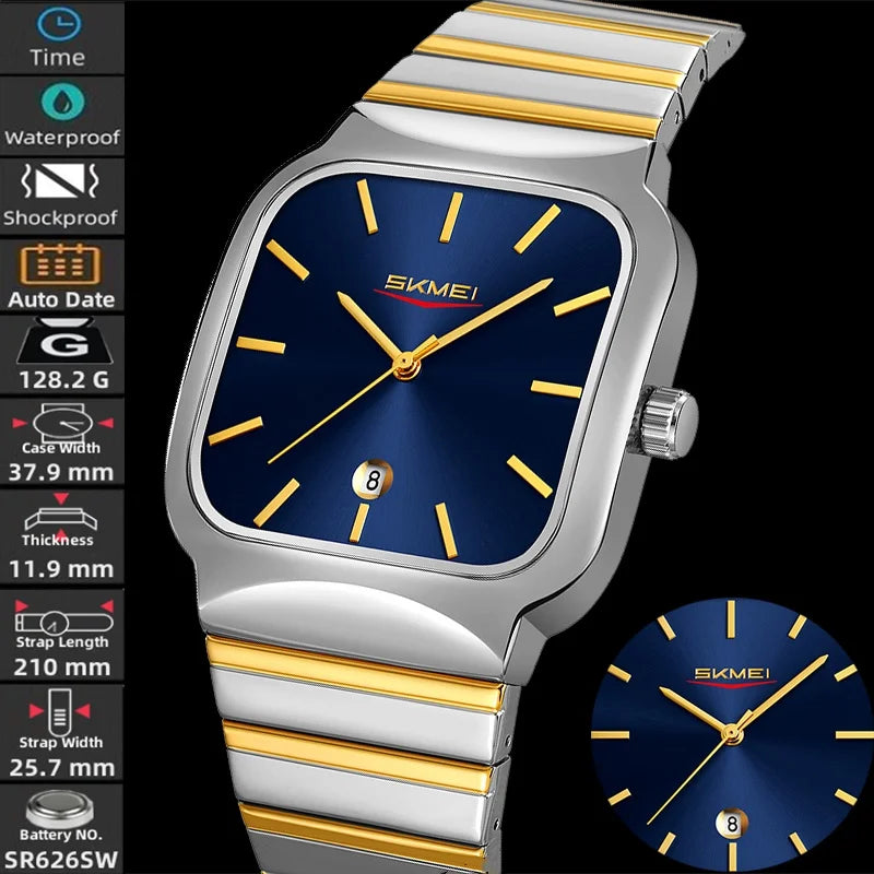 Montre Unisexe SKMEI Luxe Quartz Bracelet Acier – Analogique Date Étanche Fashion