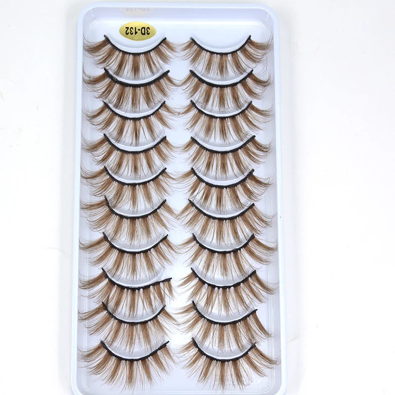 Faux Cils Kekelala 3D Korea Silk – Lot 10 Paires Naturels Bruns & Blonds | Fluffy Wholesale