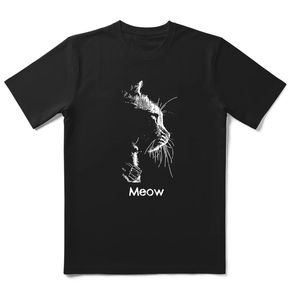 T-Shirt Homme 100% Coton Imprimé Chat Cool Loose Été Manches Courtes Col Rond Casual Tendance – Tee Graphique Félin Streetwear | Mode Homme Premium