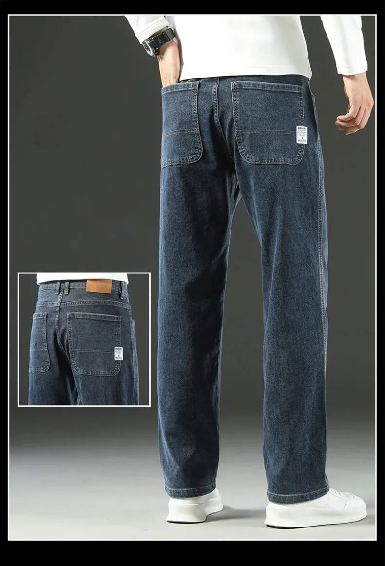 Herren Loose Straight Weites Bein Business Casual Bequem Vielseitig Frühling Herbst Elegant Zeitlos Fashion – Premium Wide Leg Business Casual Straight Jeans | Herren Denim Business Premium Mode