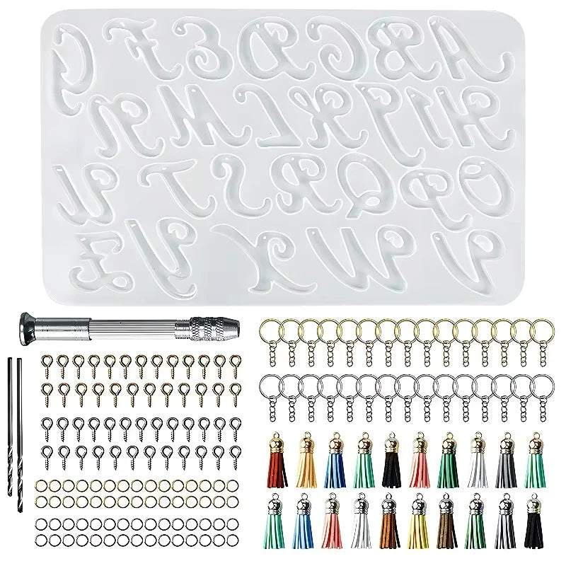 Moule Silicone Alphabet & Chiffres – Résine Époxy, Bougies d’Anniversaire & Bijoux DIY | Porte-Clés, Pendentifs & Déco | Kit Complet