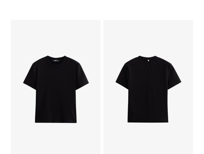 T-Shirt Lyocell Slim Fit Col Rond Manches Courtes Blanc - Basique Premium Polyvalent Printemps | TOYOUTH
