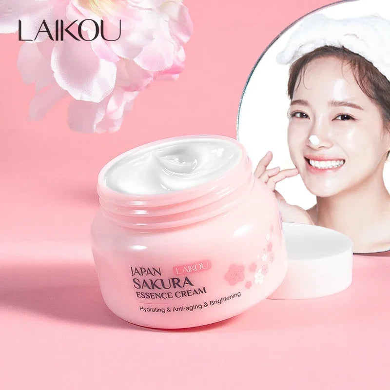 Crème Visage Sakura Laikou 60g – Fleur de Cerisier Hydratante Anti-Rides Anti-Âge Éclat