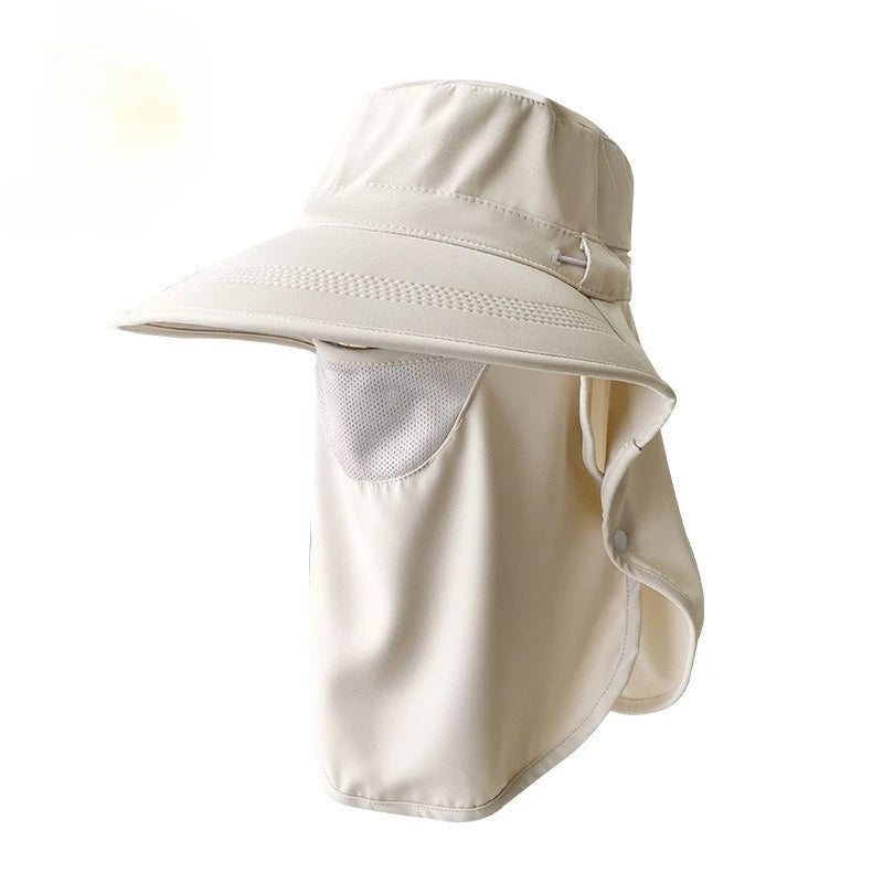 Chapeau Anti-UV Été – Protection Visage & Cou | Large Bord Respirant | Cache-Visage Solaire | Outdoor, Randonnée & Plage