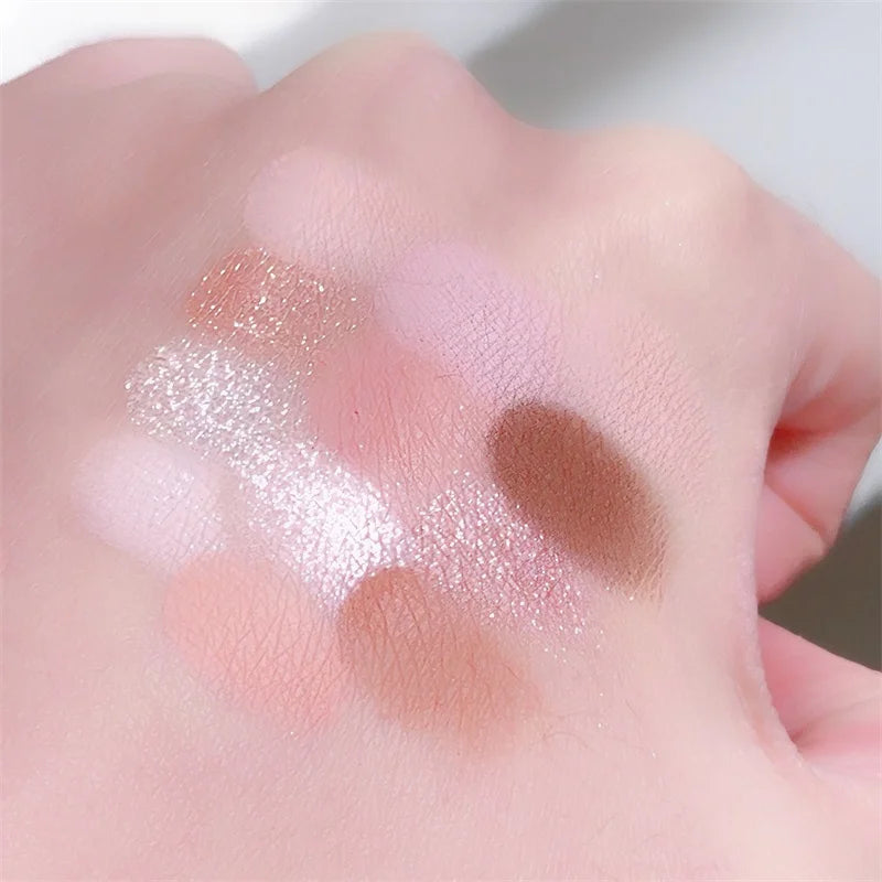 Palette Fards À Paupières 12 Couleurs Coeur Rose – Tons Froids Mat & Brun | Maquillage Coréen Naturel