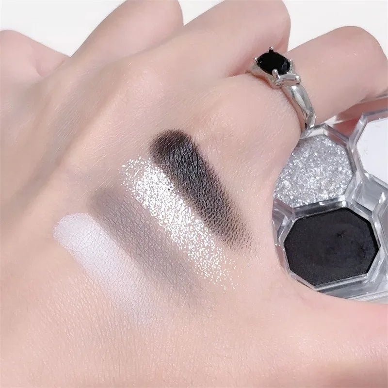Palette Fard à Paupières 4 Couleurs Black Light Star – Smoky Noir Profond Ciment Sombre | Illuminateur Maquillage Cosmétique