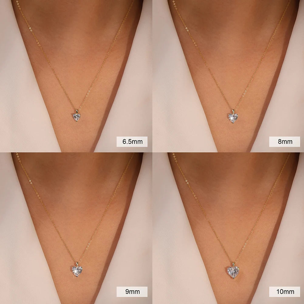 Collier Pendentif Cœur Argent S925 Zircon Cubique 8A – Éclat Diamant Taille Cœur | Chaîne Fine Luxe | Bijou Haut de Gamme Femme | Cadeau Premium