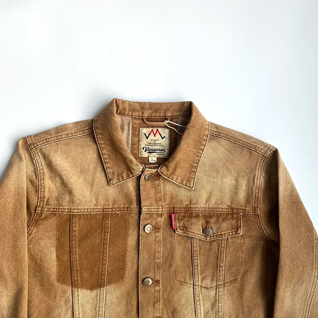 Vintage Jeansjacke Baumwolle 100% Herren Loose – Denim Americana Frühling Herbst