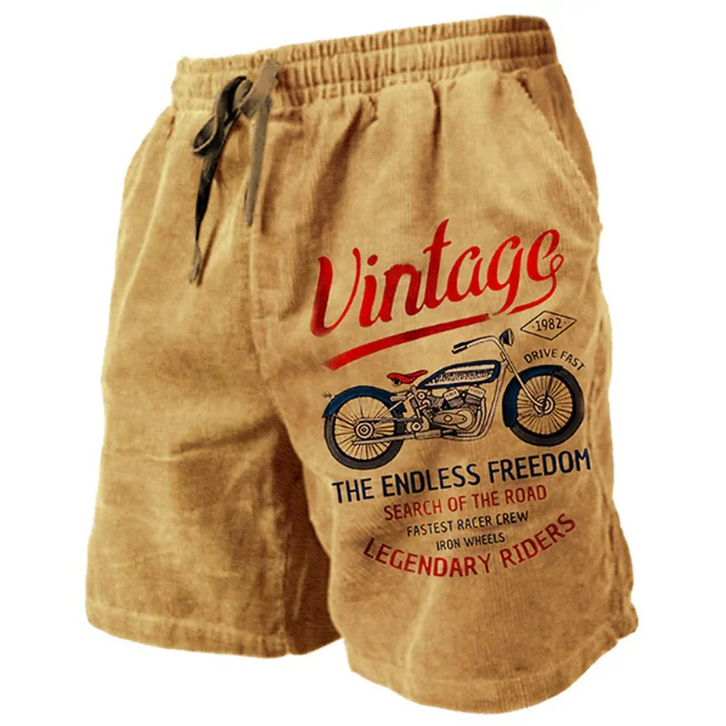 Short de Bain Homme Vintage Motard Imprimé 3D Beach Casual Été Loose Streetwear | Short Moto Premium