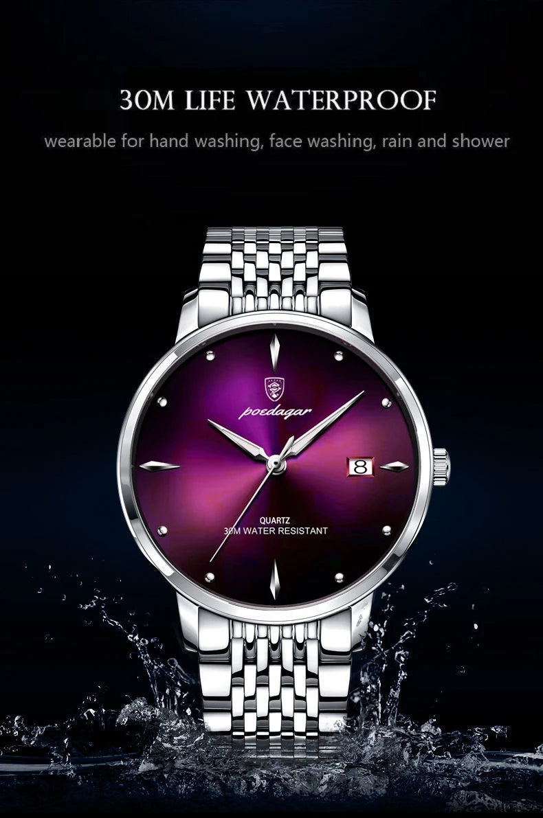 Montre Homme POEDAGAR Luxe Sport Quartz – Acier Lumineux Étanche Date Business