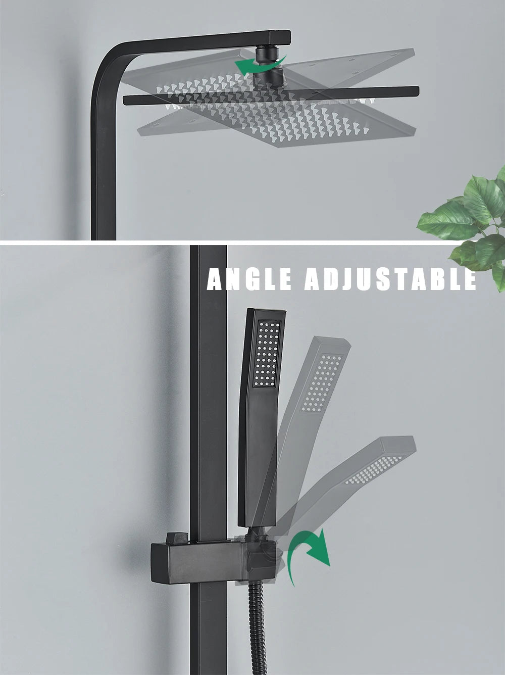 Rozin Ensemble Douche Pluie Mural Noir – Avec Bidet, Étagère & Bec Baignoire | Système Complet Laiton